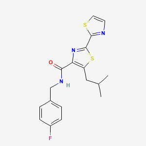 molecular formula C18H18FN3OS2 B1672622 N-(4-fluorobenzyl)-5-isobutyl-2,2'-bithiazole-4-carboxamide CAS No. 960527-22-4