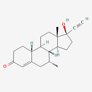molecular formula C21H28O2 B1672627 17-Ethynyl-17-hydroxy-7,13-dimethyl-1,2,6,7,8,9,10,11,12,14,15,16-dodecahydrocyclopenta[a]phenanthren-3-one CAS No. 1162-60-3
