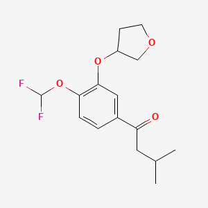 molecular formula C16H20F2O4 B1672655 1-(4-(Difluoromethoxy)-3-((tetrahydrofuran-3-yl)oxy)phenyl)-3-methylbutan-1-one CAS No. 1093412-18-0