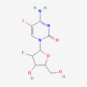 molecular formula C9H11FIN3O4 B1672659 4-Amino-1-[3-fluoro-4-hydroxy-5-(hydroxymethyl)oxolan-2-yl]-5-iodopyrimidin-2-one CAS No. 69123-90-6