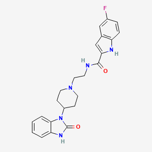 molecular formula C23H24FN5O2 B1672678 5-氟-N-(2-(4-(2-氧代-2,3-二氢-1H-苯并[d]咪唑-1-基)哌啶-1-基)乙基)-1H-吲哚-2-甲酰胺 CAS No. 939055-18-2