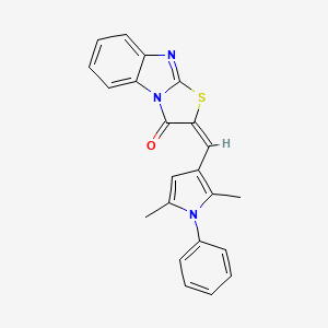 molecular formula C22H17N3OS B1672691 2-[(2,5-二甲基-1-苯基-1H-吡咯-3-基)亚甲基][1,3]噻唑并[3,2-a]苯并咪唑-3(2H)-酮 CAS No. 347323-96-0