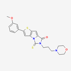 molecular formula C22H23N3O3S2 B1672695 2-(3-Methoxyphenyl)-6-(3-morpholinopropyl)-5-thioxo-5,6-dihydro-7H-thieno[2',3':4,5]pyrrolo[1,2-c]imidazol-7-one CAS No. 389142-48-7