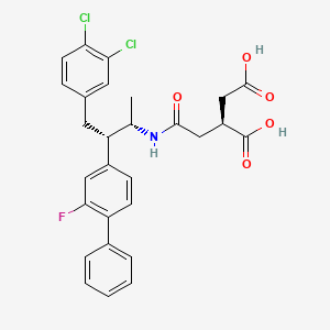 molecular formula C28H26Cl2FNO5 B1672705 (2S)-2-({[(2S,3S)-4-(3,4-dichlorophenyl)-3-(3-fluoro-4-phenylphenyl)butan-2-yl]carbamoyl}methyl)butanedioic acid CAS No. 172277-82-6