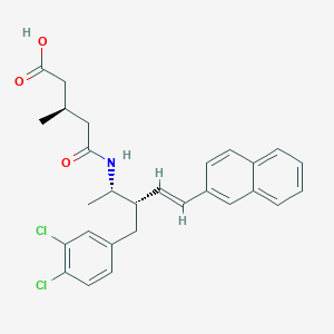 molecular formula C28H29Cl2NO3 B1672706 (3R)-4-{[(2S,3S,4E)-3-[(3,4-dichlorophenyl)methyl]-5-(naphthalen-2-yl)pent-4-en-2-yl]carbamoyl}-3-methylbutanoic acid CAS No. 162037-54-9