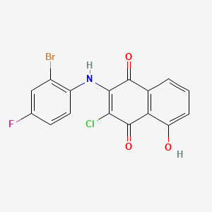 molecular formula C16H8BrClFNO3 B1672721 1,4-Naphthalenedione, 2-((2-bromo-4-fluorophenyl)amino)-3-chloro-5-hydroxy- CAS No. 701980-31-6