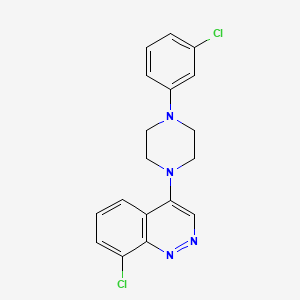 molecular formula C18H16Cl2N4 B1672736 8-Chloro-4-(4-(3-chlorophenyl)piperazin-1-yl)cinnoline CAS No. 932359-76-7