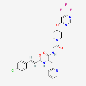 molecular formula C29H28ClF3N6O4 B1672738 2-Pyridinepropanamide, alpha-(((2E)-3-(4-chlorophenyl)-1-oxo-2-propen-1-yl)amino)-N-(2-oxo-2-(4-((6-(trifluoromethyl)-4-pyrimidinyl)oxy)-1-piperidinyl)ethyl)-, (alphaS)- CAS No. 442198-67-6