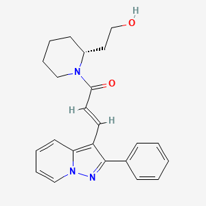 molecular formula C23H25N3O2 B1672742 (+)-(R)-((E)-3-(2-Phenylpyrazolo(1,5-a)pyridin-3-yl)acryloyl)-2-piperidineethanol CAS No. 121524-18-3