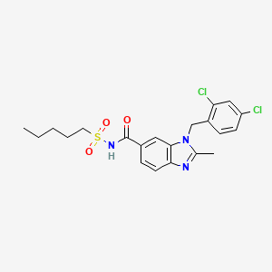 molecular formula C21H23Cl2N3O3S B1672743 1-(2,4-dichlorobenzyl)-2-methyl-N-(pentylsulfonyl)-1H-benzo[d]imidazole-6-carboxamide CAS No. 193012-35-0