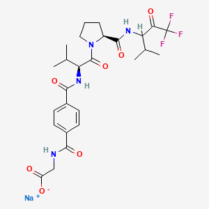 molecular formula C26H32F3N4NaO7 B1672744 sodium;2-[[4-[[(2S)-3-methyl-1-oxo-1-[(2S)-2-[(1,1,1-trifluoro-4-methyl-2-oxopentan-3-yl)carbamoyl]pyrrolidin-1-yl]butan-2-yl]carbamoyl]benzoyl]amino]acetate CAS No. 144055-55-0