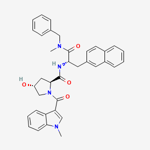 molecular formula C36H36N4O4 B1672746 N(2)-(4-Hydroxy-1-(1-methyl-1H-indol-3-yl)carbonyl-L-prolyl)-N-methyl-N-phenylmethyl-3-(2-naphthyl)-L-alaninamide CAS No. 138449-07-7