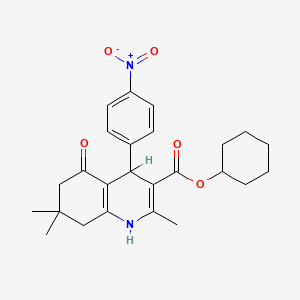 molecular formula C25H30N2O5 B1672773 Cyclohexyl 2,7,7-trimethyl-4-(4-nitrophenyl)-5-oxo-1,4,5,6,7,8-hexahydroquinoline-3-carboxylate CAS No. 313967-18-9