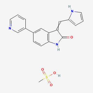 molecular formula C19H17N3O4S B1672777 Methanesulfonic acid;5-pyridin-3-yl-3-(1H-pyrrol-2-ylmethylidene)-1H-indol-2-one CAS No. 856436-16-3