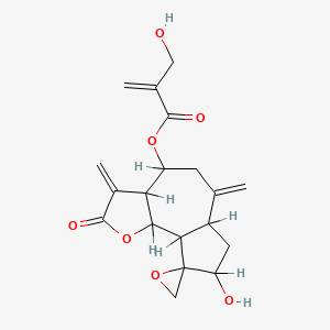 molecular formula C26H23ClN6 B1672782 (8-Hydroxy-3,6-dimethylidene-2-oxospiro[3a,4,5,6a,7,8,9a,9b-octahydroazuleno[4,5-b]furan-9,2'-oxirane]-4-yl) 2-(hydroxymethyl)prop-2-enoate CAS No. 64205-84-1