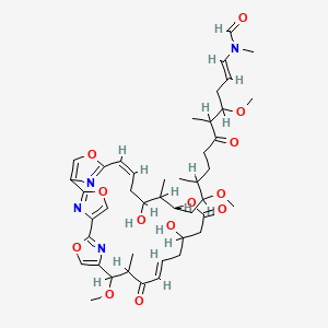 B1672804 N-[(E)-11-[(13E,24Z)-16,22-Dihydroxy-10-methoxy-11,21-dimethyl-12,18-dioxo-3,7,19,27-tetraoxa-29,30,31-triazatetracyclo[24.2.1.12,5.16,9]hentriaconta-1(28),2(31),4,6(30),8,13,24,26(29)-octaen-20-yl]-4,10-dimethoxy-5,9-dimethyl-6-oxoundec-1-enyl]-N-methylformamide CAS No. 149420-77-9