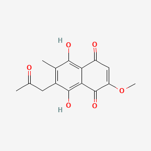 molecular formula C15H14O6 B1672810 5,8-dihydroxy-6-methoxy-2-methyl-3-(2-oxopropyl)naphthalene-1,4-dione CAS No. 476-45-9
