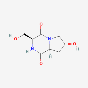 molecular formula C8H12N2O4 B1672816 (3S,7R,8aS)-Hexahydro-7-hydroxy-3-(hydroxymethyl)-pyrrolo[1,2-a]pyrazine-1,4-dione CAS No. 211868-63-2