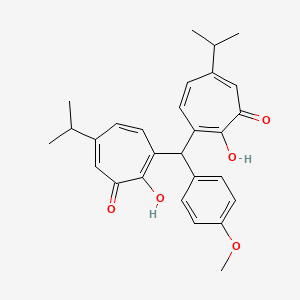 molecular formula C28H30O5 B1672821 2,4,6-Cycloheptatrien-1-one, 3,3'-((4-methoxyphenyl)methylene)bis(2-hydroxy-6-(1-methylethyl)- CAS No. 92832-17-2