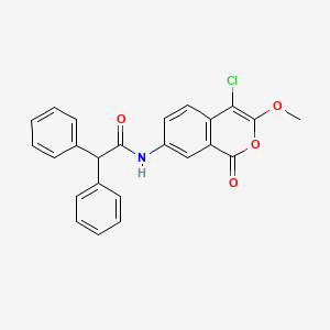 molecular formula C24H18ClNO4 B1672822 7-Diphenylacetylamino-4-chloro-3-methoxy-1H-2-benzopyran-1-one CAS No. 120218-98-6