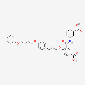 molecular formula C34H45NO8 B1672935 3-[(3-carboxycyclohexyl)carbamoyl]-4-[3-[4-(4-cyclohexyloxybutoxy)phenyl]propoxy]benzoic Acid CAS No. 712313-35-4