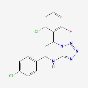 molecular formula C16H12Cl2FN5 B1672949 7-(2-Chloro-6-fluorophenyl)-5-(4-chlorophenyl)-1,5,6,7-tetrahydrotetrazolo[1,5-a]pyrimidine CAS No. 957011-15-3