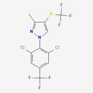 molecular formula C12H6Cl2F6N2S B1672962 1-[2,6-Dichloro-4-(trifluoromethyl)phenyl]-3-methyl-4-(trifluoromethylsulfanyl)pyrazole CAS No. 107738-50-1