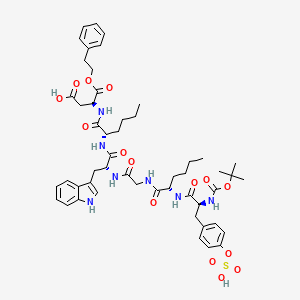 tert-Butoxycarbonyl-sulfo-tyrosyl-norleucyl-glycyl-tryptophyl-norleucyl-aspartic acid phenethyl ester