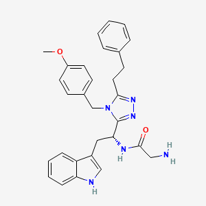 molecular formula C30H32N6O2 B1672978 N-[(R)-1-[4-(4-Methoxybenzyl)-5-phenethyl-4H-1,2,4-triazol-3-yl]-2-(1H-indol-3-yl)ethyl]-2-aminoacetamide CAS No. 925238-89-7
