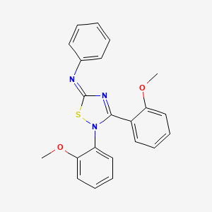 molecular formula C22H19N3O2S B1672988 Benzenamine, N-(2,3-bis(2-methoxyphenyl)-1,2,4-thiadiazol-5(2H)-ylidene)- CAS No. 524923-88-4