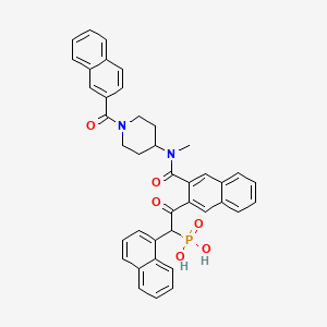 B1672990 Phosphonic acid, (2-(3-((methyl(1-(2-naphthalenylcarbonyl)-4-piperidinyl)amino)carbonyl)-2-naphthalenyl)-1-(1-naphthalenyl)-2-oxoethyl)- CAS No. 518062-14-1
