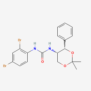 molecular formula C19H20Br2N2O3 B1672992 1-(2,4-Dibromophenyl)-3-((4S,5S)-2,2-dimethyl-4-phenyl-(1,3)dioxan-5-yl)urea CAS No. 708275-58-5