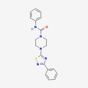 molecular formula C19H19N5OS B1672996 1-Piperazinecarboxamide, N-phenyl-4-(3-phenyl-1,2,4-thiadiazol-5-yl)- CAS No. 681136-29-8