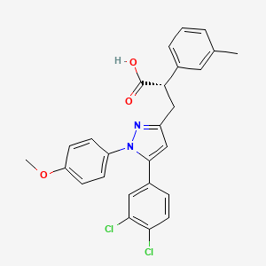 molecular formula C26H22Cl2N2O3 B1672998 (S)-3-(5-(3,4-Dichlorophenyl)-1-(4-methoxyphenyl)-1H-pyrazol-3-yl)-2-(3-methylphenyl)propionic acid CAS No. 649551-06-4