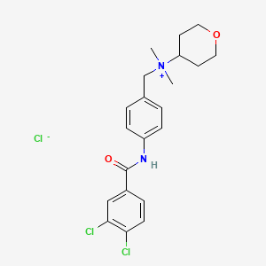 molecular formula C21H25Cl3N2O2 B1672999 (4-(3,4-Dichlorobenzoylamino)benzyl)dimethyl(tetrahydropyran-4-yl)ammonium chloride CAS No. 874887-03-3