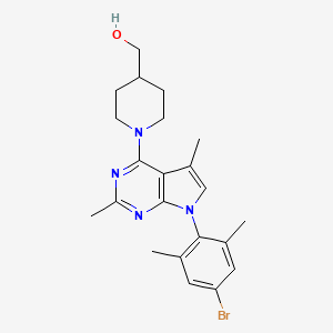 molecular formula C22H27BrN4O B1673002 4-Piperidinemethanol, 1-(7-(4-bromo-2,6-dimethylphenyl)-2,5-dimethyl-7H-pyrrolo(2,3-d)pyrimidin-4-yl)- CAS No. 724471-26-5