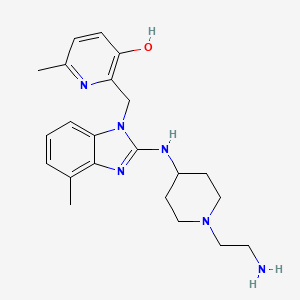 molecular formula C22H30N6O B1673003 2-[[2-[[1-(2-Azanylethyl)piperidin-4-Yl]amino]-4-Methyl-Benzimidazol-1-Yl]methyl]-6-Methyl-Pyridin-3-Ol CAS No. 317846-22-3