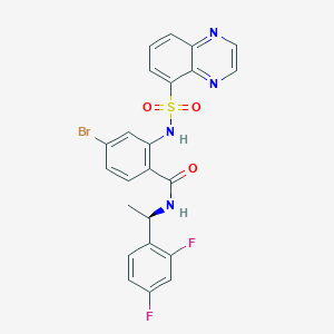 molecular formula C23H17BrF2N4O3S B1673004 4-bromo-N-[(1R)-1-(2,4-difluorophenyl)ethyl]-2-(quinoxalin-5-ylsulfonylamino)benzamide CAS No. 844645-08-5