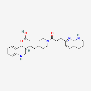 molecular formula C29H38N4O3 B1673005 3-Quinolinepropanoic acid, 1,2,3,4-tetrahydro-beta-((1-(1-oxo-3-(1,5,6,7-tetrahydro-1,8-naphthyridin-2-yl)propyl)-4-piperidinyl)methyl)-, (betaS,3S)- CAS No. 669076-03-3
