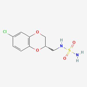 molecular formula C9H11ClN2O4S B1673008 Sulfamide, N-(((2S)-6-chloro-2,3-dihydro-1,4-benzodioxin-2-yl)methyl)- CAS No. 871824-55-4
