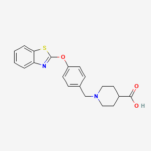 molecular formula C20H20N2O3S B1673010 1-(4-(Benzothiazol-2-yloxy)benzyl)piperidine-4-carboxylic acid CAS No. 841202-16-2