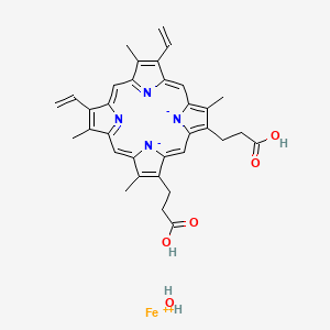 3-[18-(2-Carboxyethyl)-8,13-bis(ethenyl)-3,7,12,17-tetramethylporphyrin-21,23-diid-2-yl]propanoic acid;iron(2+);hydrate