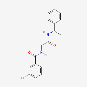 molecular formula C17H17ClN2O2 B1673072 3-chloro-N-[2-oxo-2-[[(1S)-1-phenylethyl]amino]ethyl]benzamide CAS No. 1802326-66-4