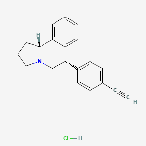 molecular formula C20H20ClN B1673075 Pyrrolo(2,1-a)isoquinoline, 6-(4-ethynylphenyl)-1,2,3,5,6,10b-hexahydro-, hydrochloride, trans- CAS No. 109085-56-5