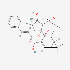 molecular formula C29H36O6 B1673080 [(10Z)-16-Hydroxy-11-(hydroxymethyl)-4,8,8,15-tetramethyl-12-oxo-3-oxatetracyclo[11.3.0.02,4.07,9]hexadec-10-en-13-yl] (E)-3-phenylprop-2-enoate CAS No. 62820-11-5