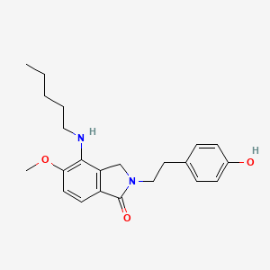 molecular formula C22H28N2O3 B1673101 2-(2-(4-hydroxyphenyl)ethyl)-5-methoxy-4-(pentylamino)-2,3-dihydro-1H-isoindol-1-one CAS No. 194358-72-0