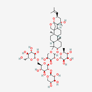 molecular formula C58H94O26 B1673115 (2S,3R,4R,5R,6S)-2-[(2S,3R,4S,5S)-4-[(2S,3R,4S,5S,6R)-4,5-dihydroxy-6-[[(2R,3R,4S,5S,6R)-3,4,5-trihydroxy-6-(hydroxymethyl)oxan-2-yl]oxymethyl]-3-[(2S,3R,4S,5R)-3,4,5-trihydroxyoxan-2-yl]oxyoxan-2-yl]oxy-5-hydroxy-2-[[(1S,2R,5R,7S,10R,11R,14R,15S,16S,18R,20S)-16-hydroxy-2,6,6,10,16-pentamethyl-18-(2-methylprop-1-enyl)-19,21-dioxahexacyclo[18.2.1.01,14.02,11.05,10.015,20]tricosan-7-yl]oxy]oxan-3-yl]oxy-6-methyloxane-3,4,5-triol CAS No. 55466-04-1