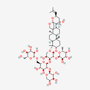 molecular formula C58H94O26 B1673157 2-[4-[4,5-dihydroxy-6-[[3,4,5-trihydroxy-6-(hydroxymethyl)oxan-2-yl]oxymethyl]-3-(3,4,5-trihydroxyoxan-2-yl)oxyoxan-2-yl]oxy-5-hydroxy-2-[[16-hydroxy-2,6,6,10,16-pentamethyl-18-(2-methylprop-1-enyl)-19,21-dioxahexacyclo[18.2.1.01,14.02,11.05,10.015,20]tricosan-7-yl]oxy]oxan-3-yl]oxy-6-methyloxane-3,4,5-triol CAS No. 194851-84-8