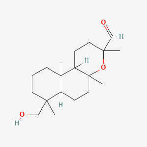 molecular formula C19H32O3 B1673172 7-(hydroxymethyl)-3,4a,7,10a-tetramethyl-2,5,6,6a,8,9,10,10b-octahydro-1H-benzo[f]chromene-3-carbaldehyde CAS No. 17904-23-3