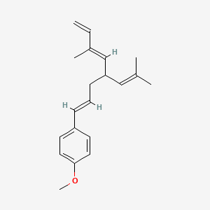 molecular formula C20H26O B1673174 1-Methoxy-4-[6-methyl-4-(2-methyl-1-propen-1-yl)-1,5,7-octatrien-1-yl]benzene CAS No. 75539-64-9